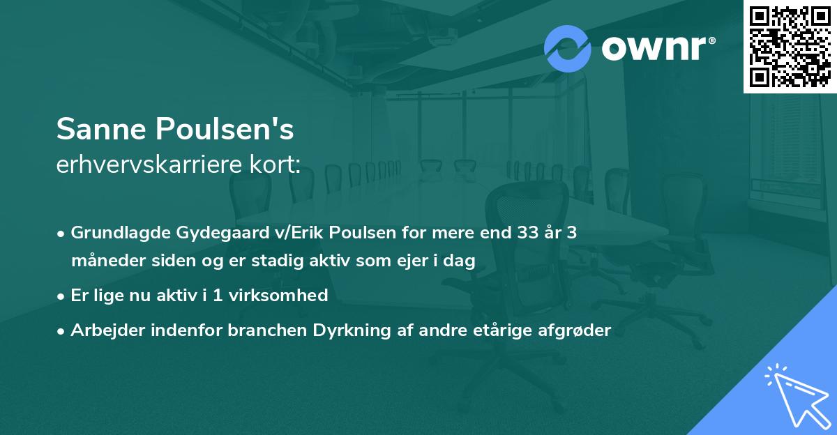 Sanne Poulsen's erhvervskarriere kort