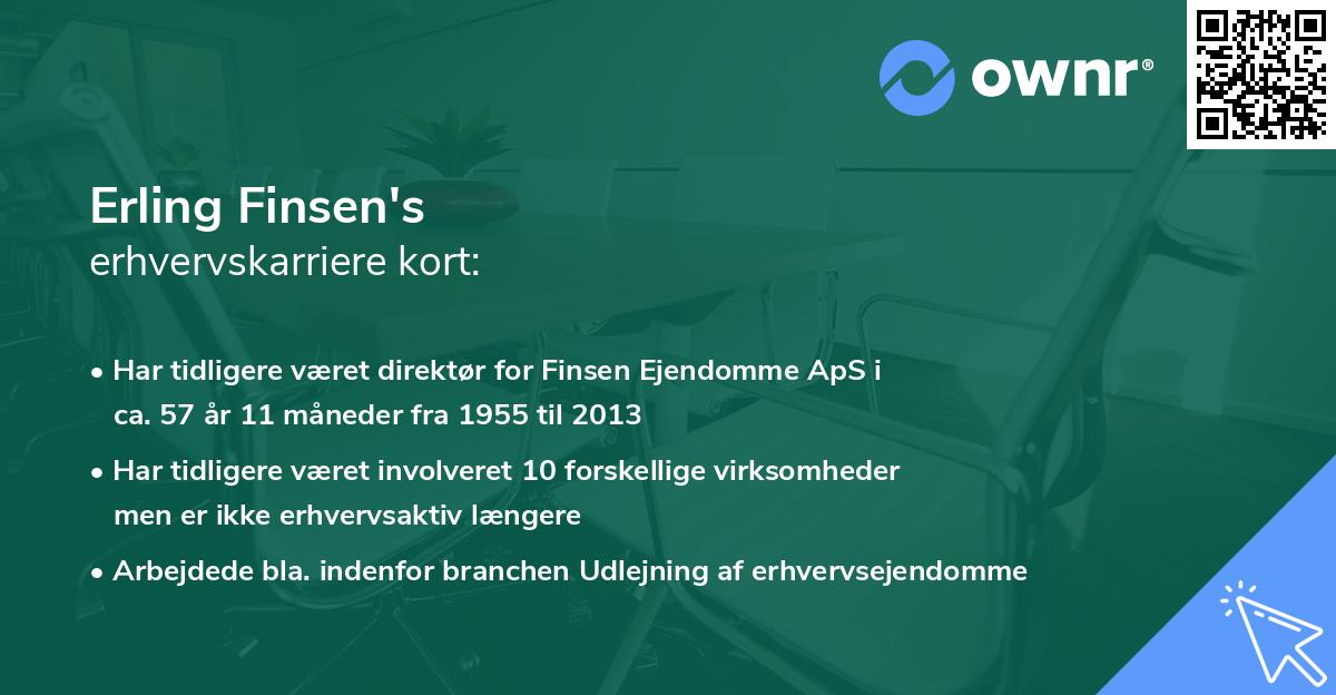 Erling Finsen's erhvervskarriere kort