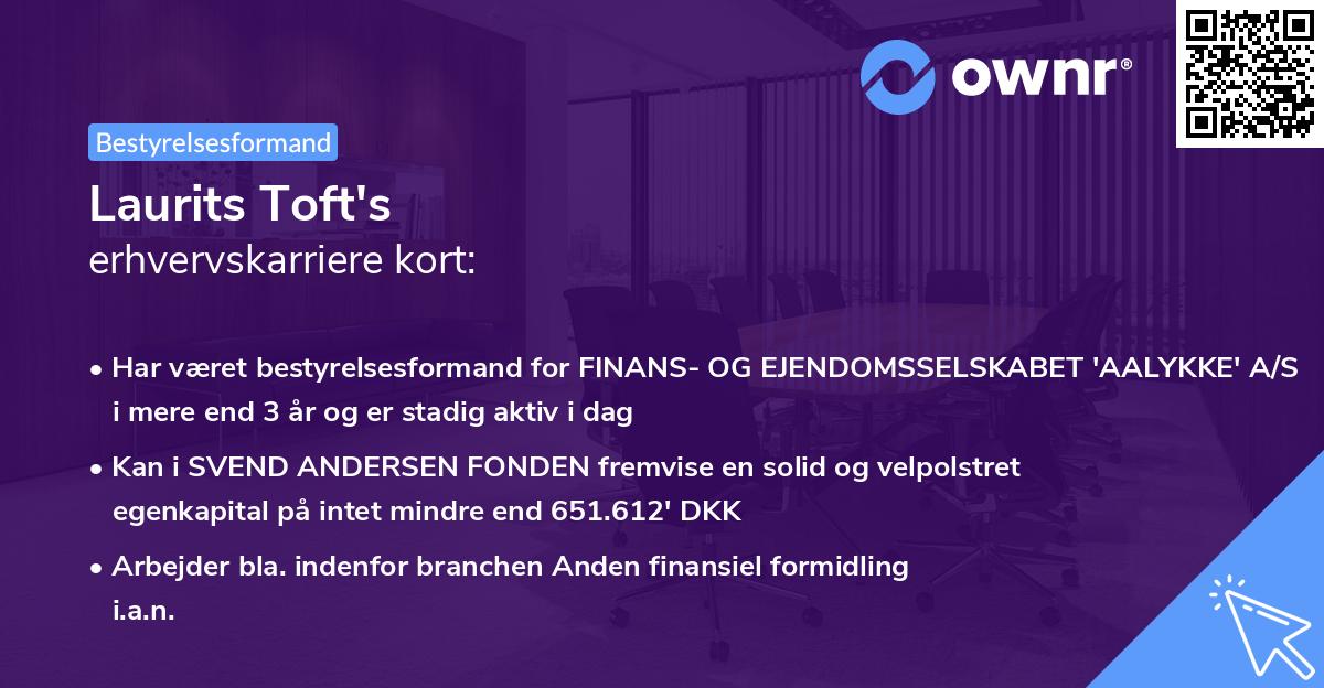 Laurits Toft's erhvervskarriere kort