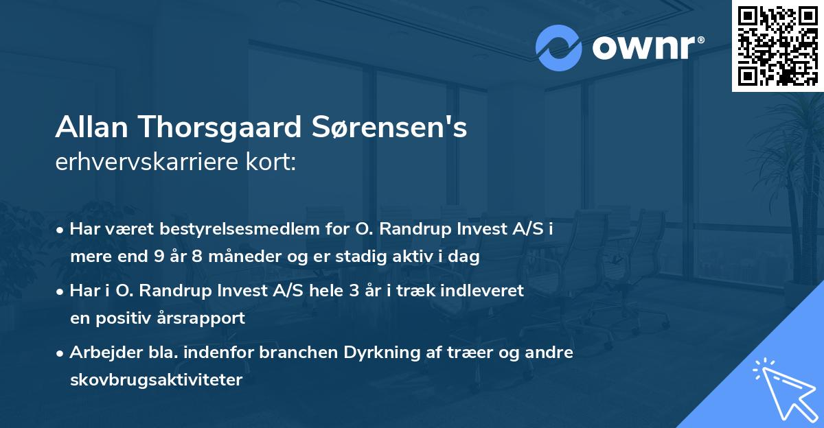 Allan Thorsgaard Sørensen's erhvervskarriere kort