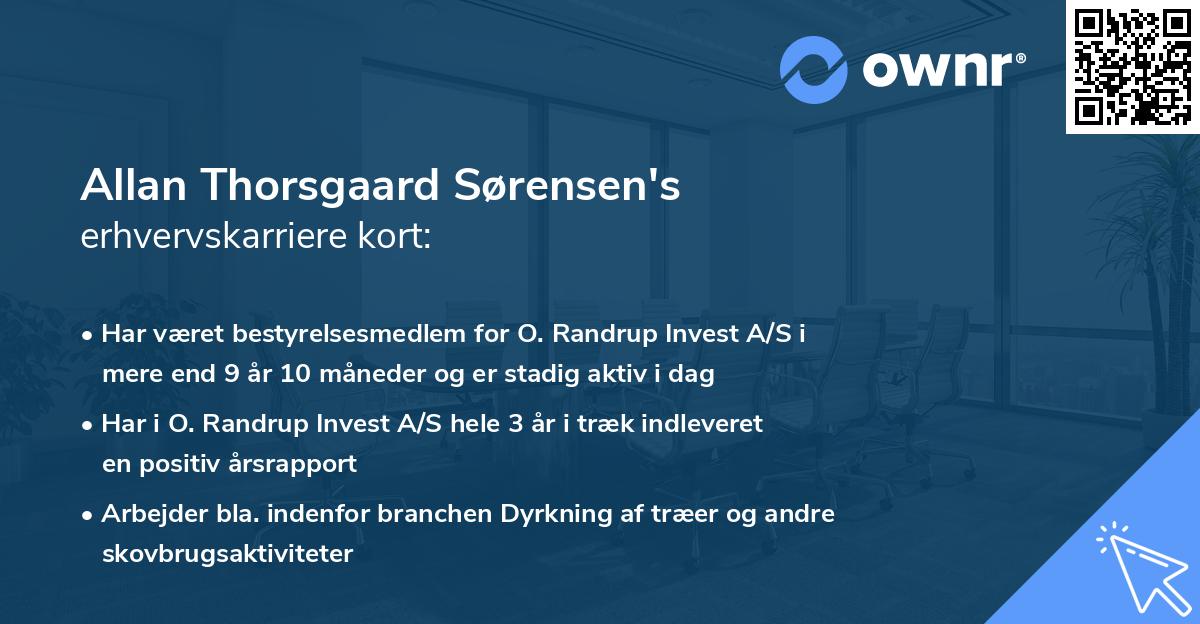 Allan Thorsgaard Sørensen's erhvervskarriere kort