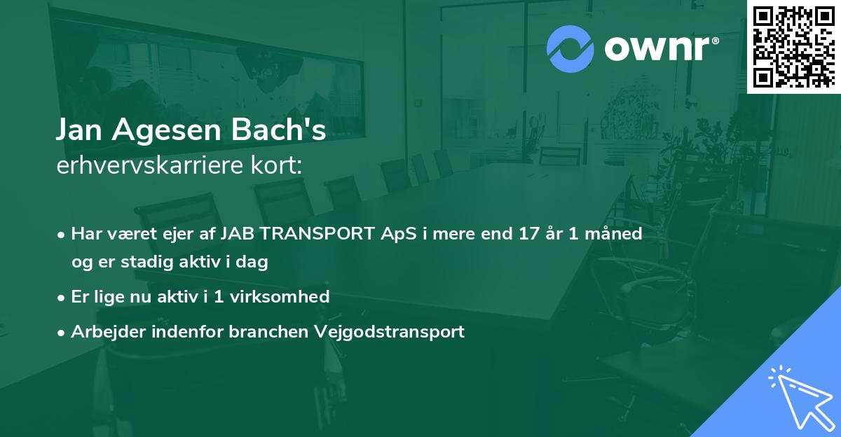 Jan Agesen Bach's erhvervskarriere kort