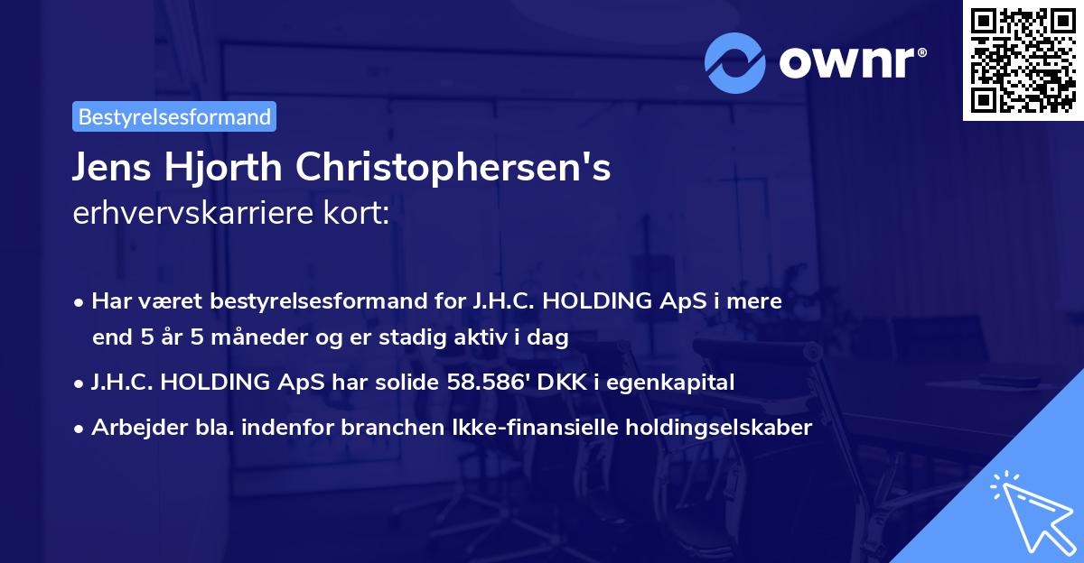 Jens Hjorth Christophersen's erhvervskarriere kort