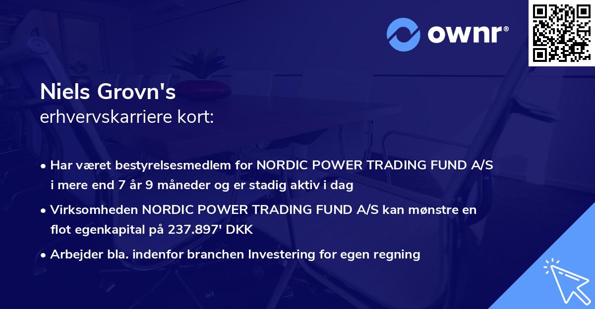 Niels Grovn's erhvervskarriere kort