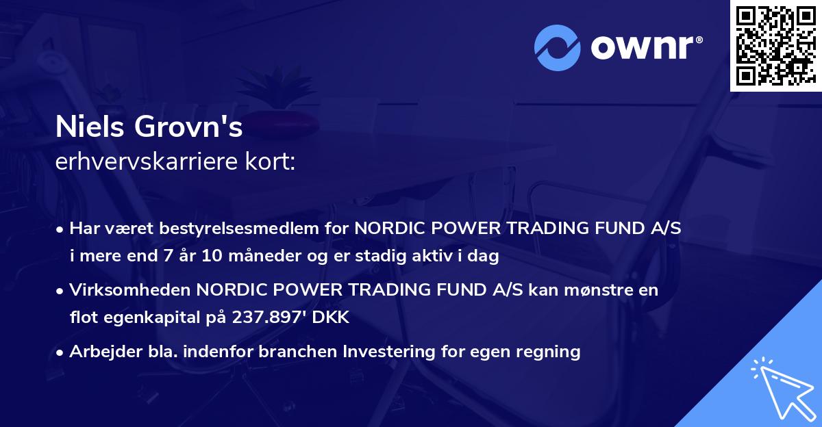 Niels Grovn's erhvervskarriere kort
