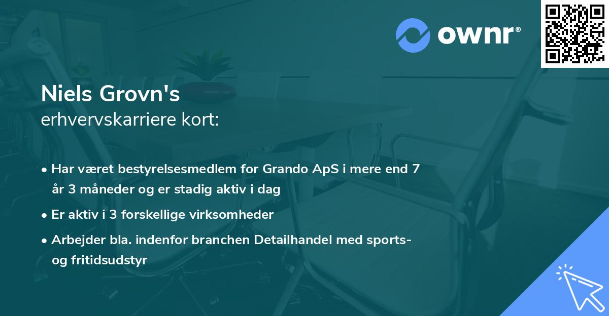 Niels Grovn's erhvervskarriere kort