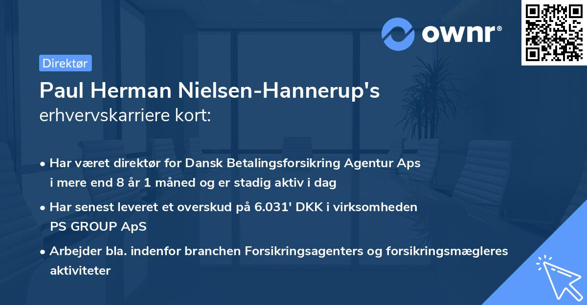 Paul Herman Nielsen-Hannerup's erhvervskarriere kort