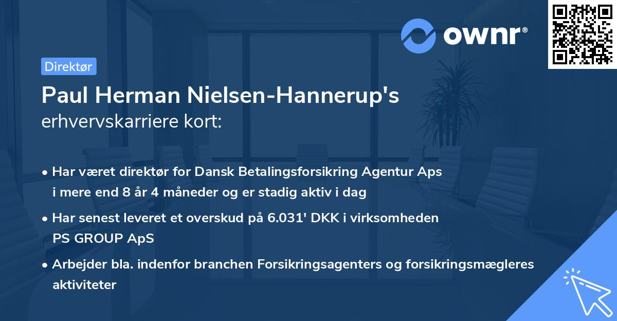 Paul Herman Nielsen-Hannerup's erhvervskarriere kort