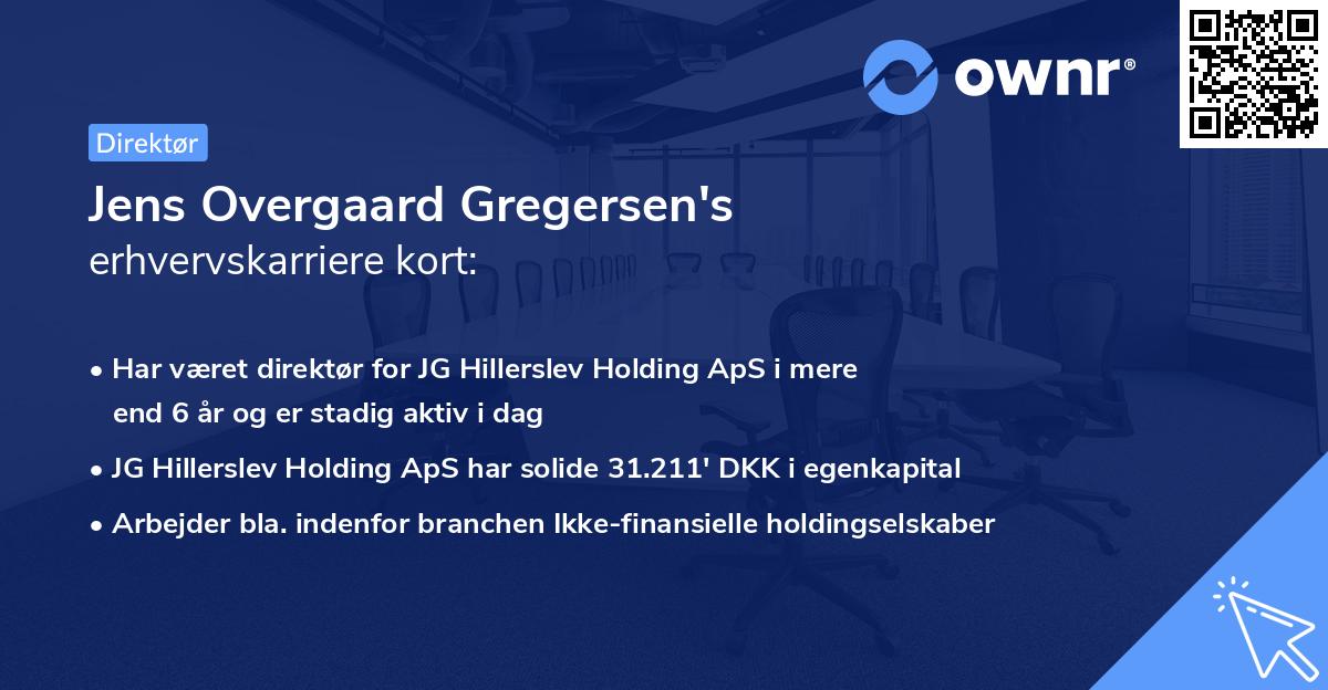 Jens Overgaard Gregersen's erhvervskarriere kort