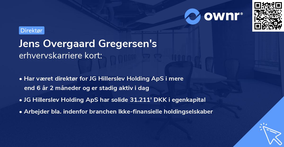 Jens Overgaard Gregersen's erhvervskarriere kort