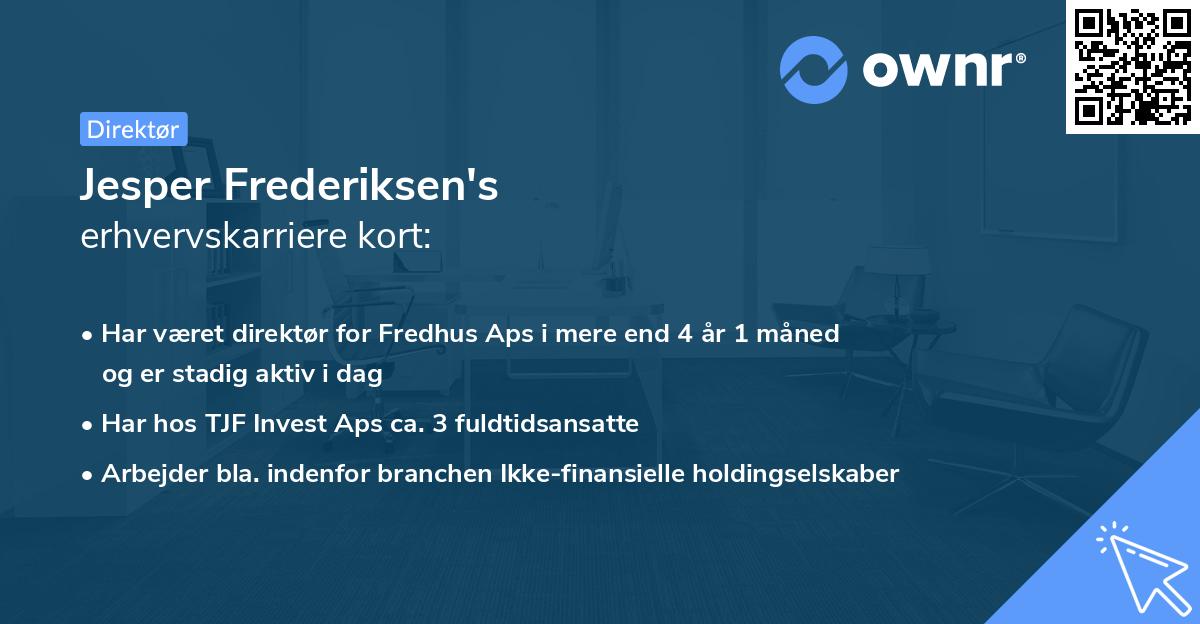 Jesper Frederiksen's erhvervskarriere kort