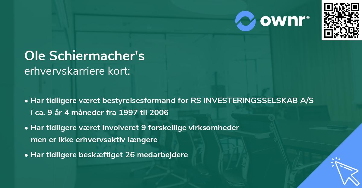Ole Schiermacher's erhvervskarriere kort