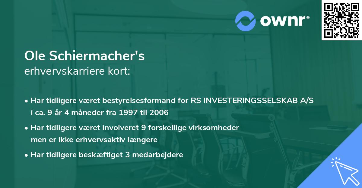 Ole Schiermacher's erhvervskarriere kort