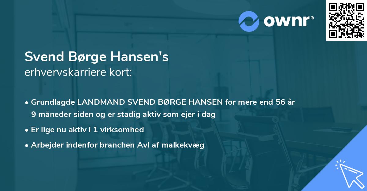 Svend Børge Hansen's erhvervskarriere kort