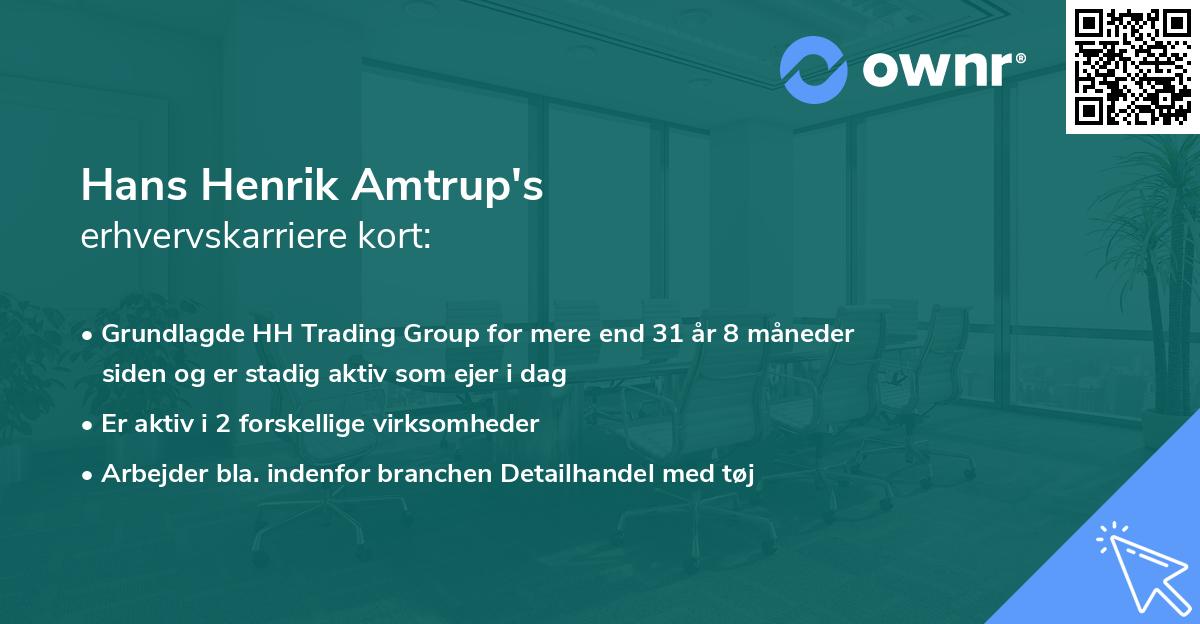 Hans Henrik Amtrup's erhvervskarriere kort