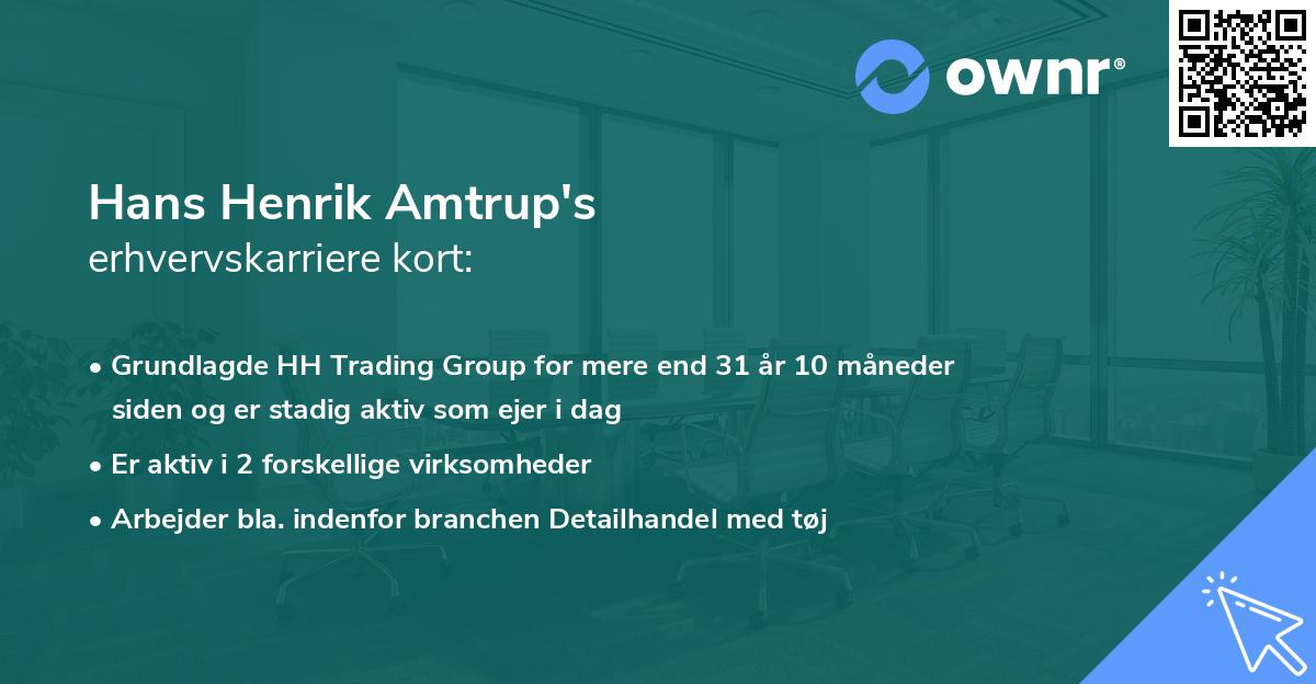 Hans Henrik Amtrup's erhvervskarriere kort