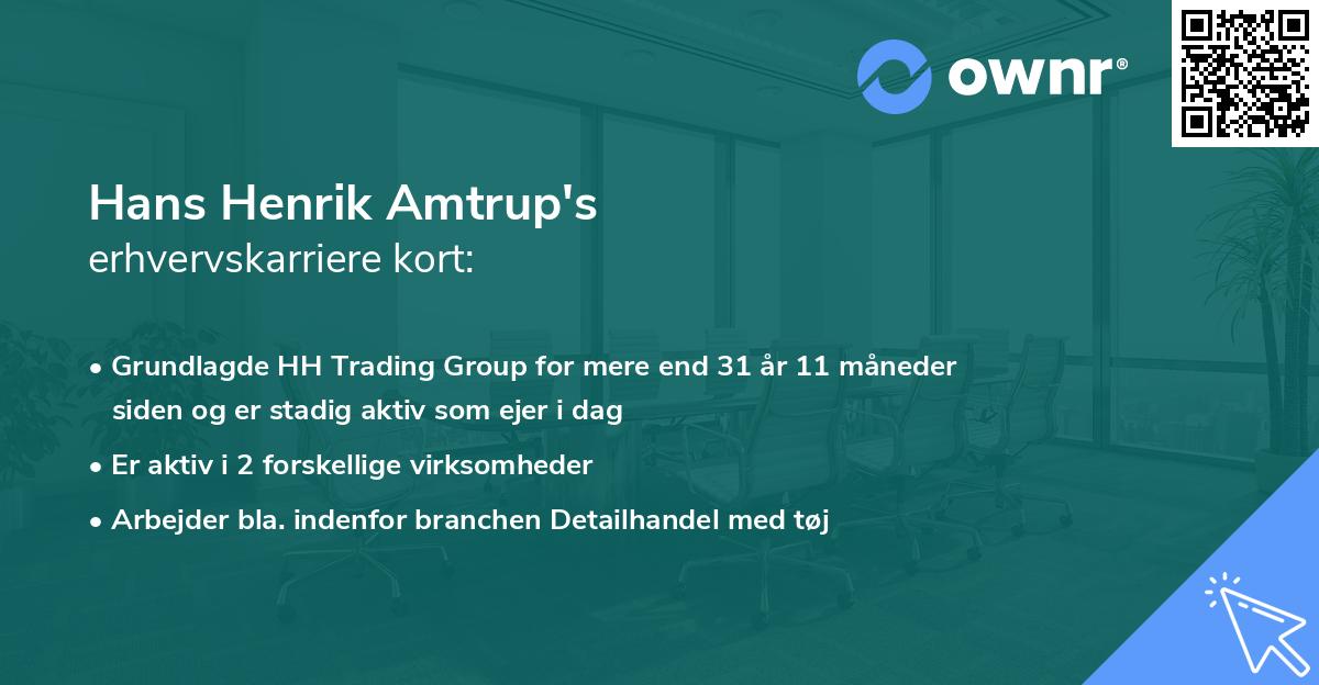 Hans Henrik Amtrup's erhvervskarriere kort