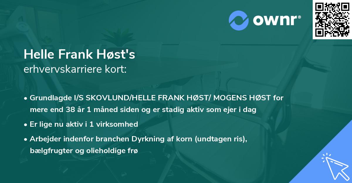 Helle Frank Høst's erhvervskarriere kort