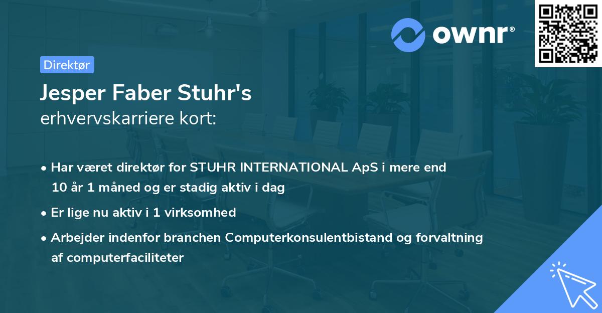 Jesper Faber Stuhr's erhvervskarriere kort