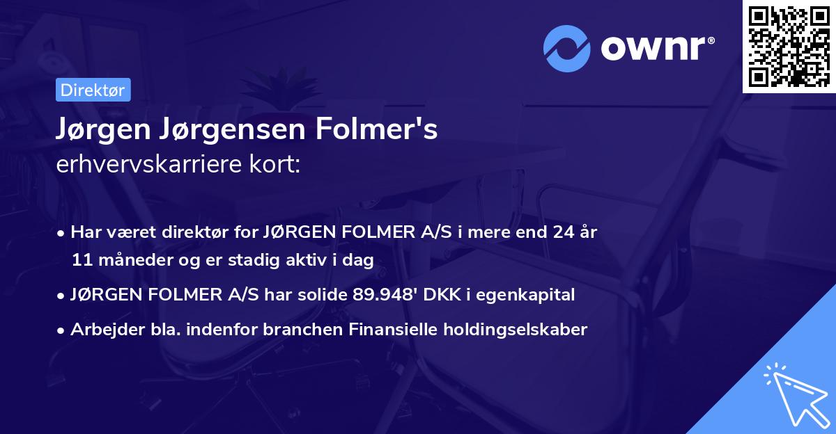 Jørgen Jørgensen Folmer's erhvervskarriere kort