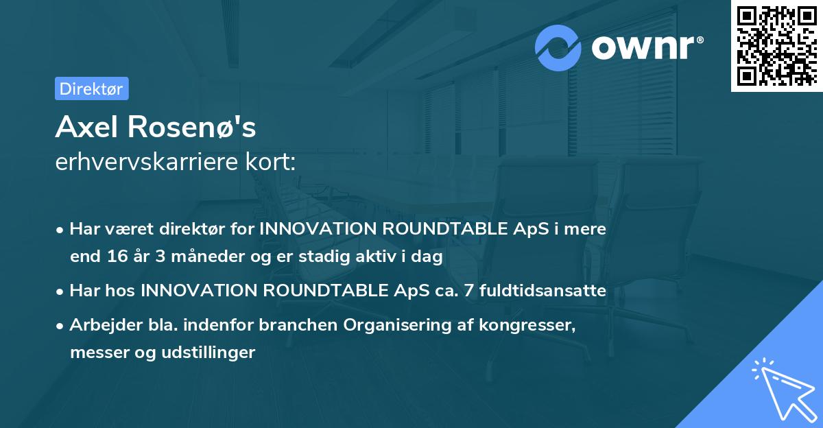 Axel Rosenø's erhvervskarriere kort