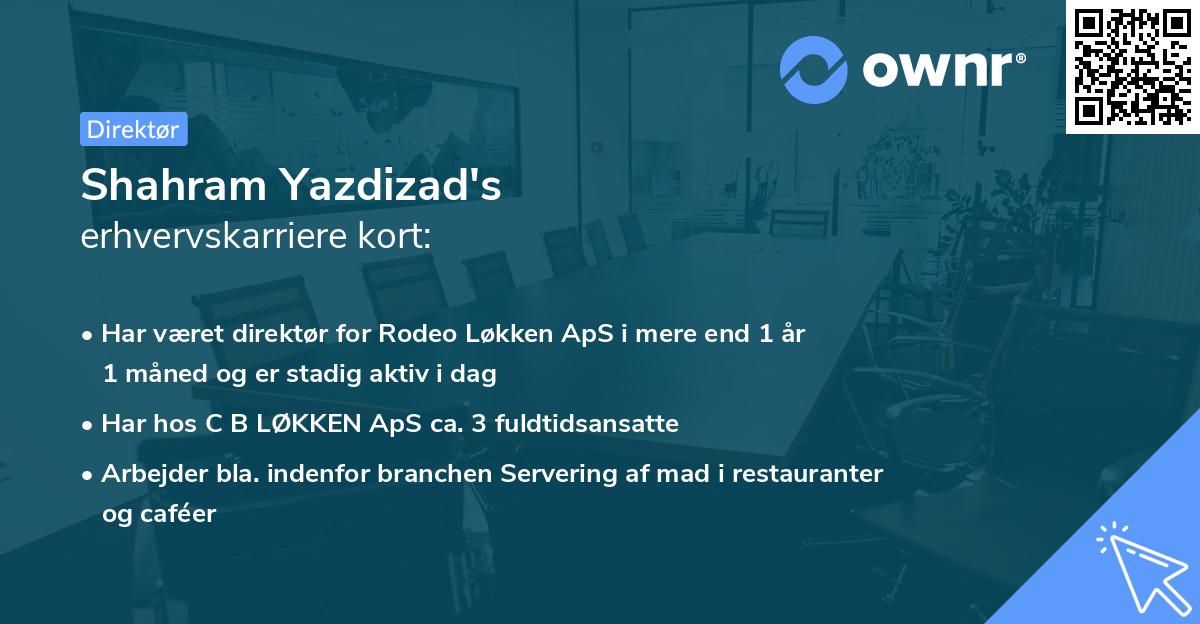 Shahram Yazdizad's erhvervskarriere kort