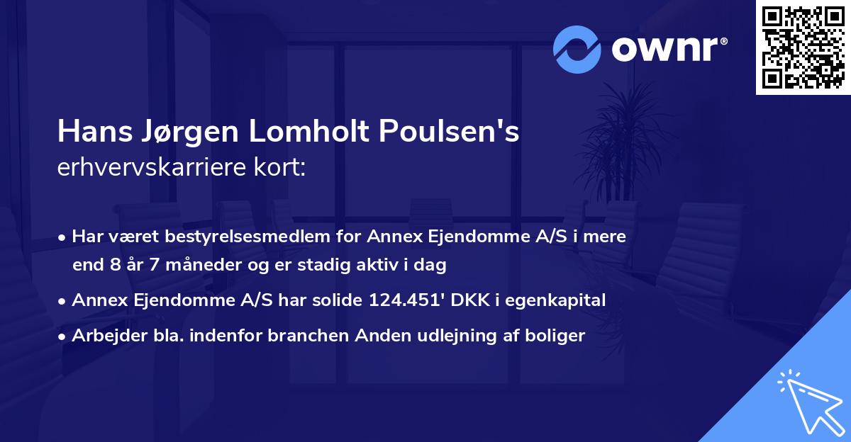 Hans Jørgen Lomholt Poulsen's erhvervskarriere kort