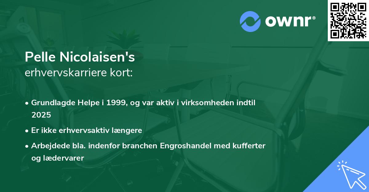 Pelle Nicolaisen's erhvervskarriere kort