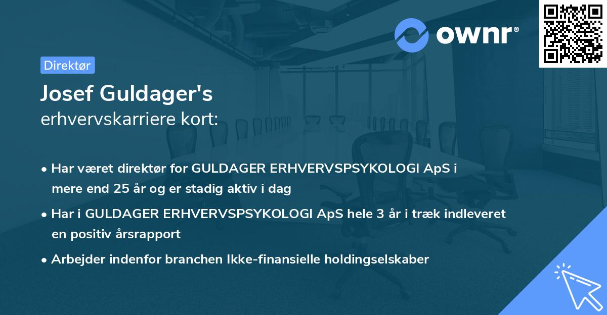Josef Guldager's erhvervskarriere kort