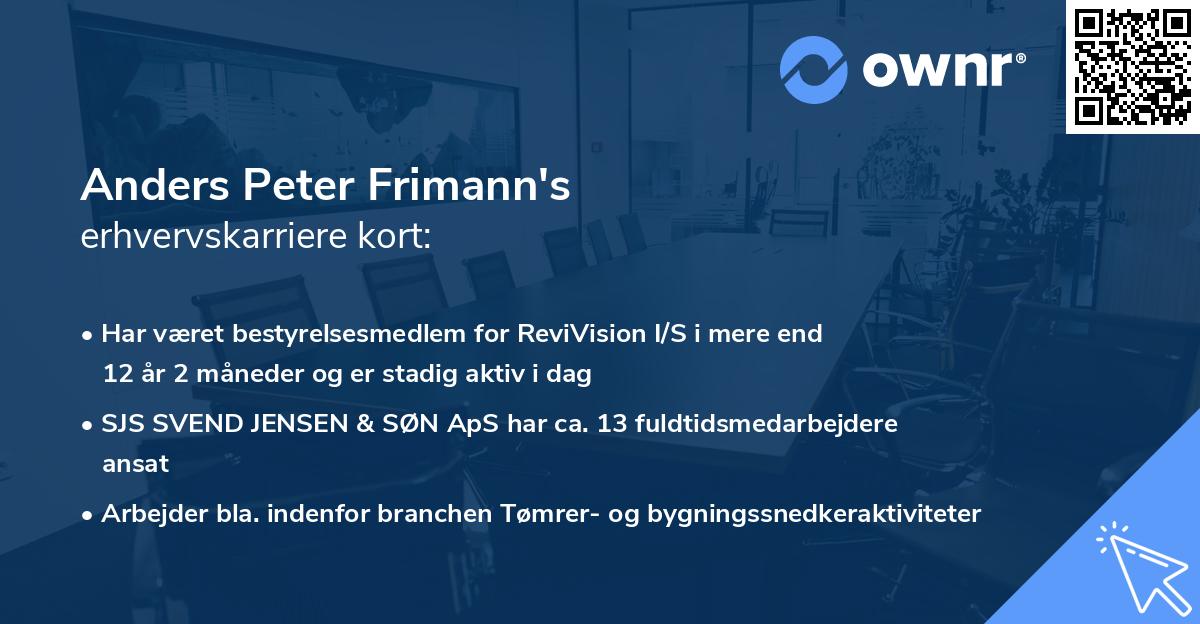 Anders Peter Frimann's erhvervskarriere kort