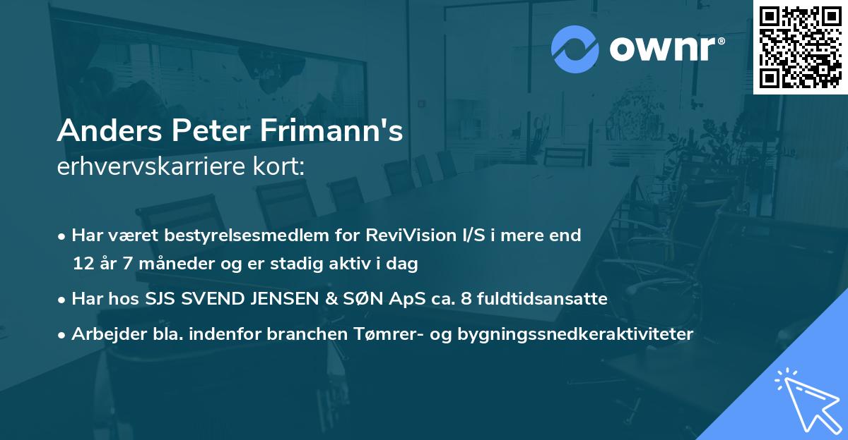 Anders Peter Frimann's erhvervskarriere kort