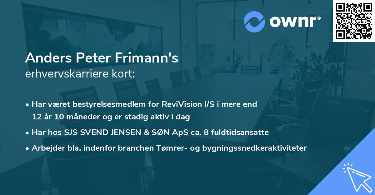 Anders Peter Frimann's erhvervskarriere kort