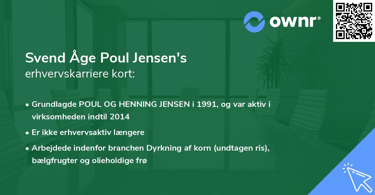 Svend Åge Poul Jensen's erhvervskarriere kort