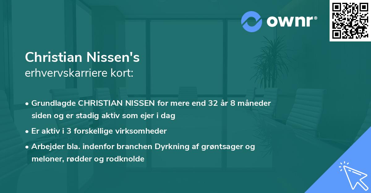 Christian Nissen's erhvervskarriere kort