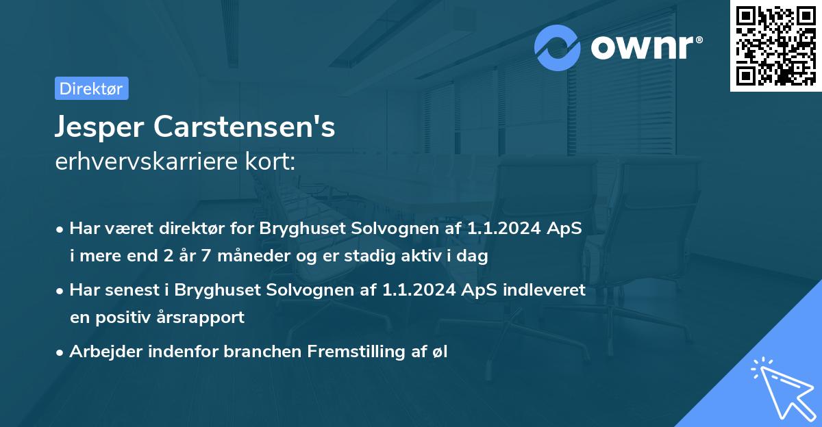 Jesper Carstensen's erhvervskarriere kort