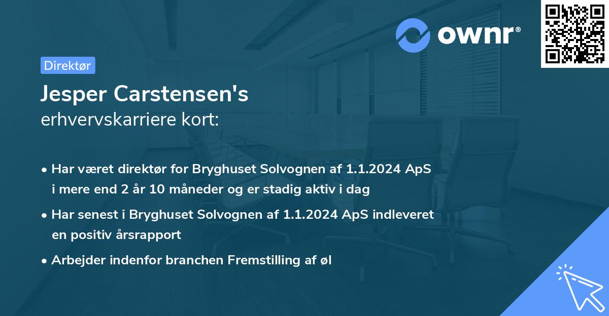 Jesper Carstensen's erhvervskarriere kort