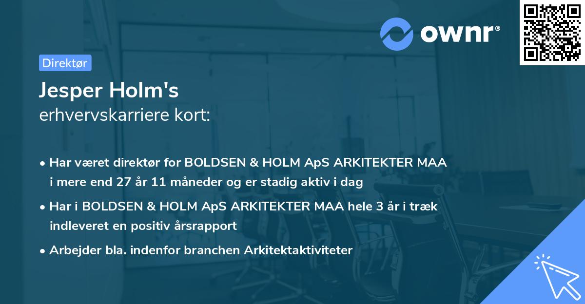 Jesper Holm's erhvervskarriere kort