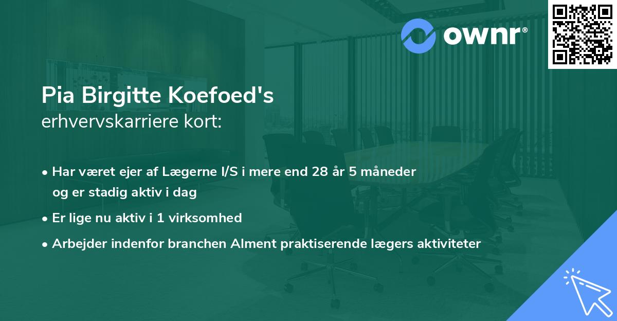 Pia Birgitte Koefoed's erhvervskarriere kort