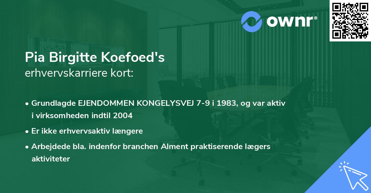 Pia Birgitte Koefoed's erhvervskarriere kort