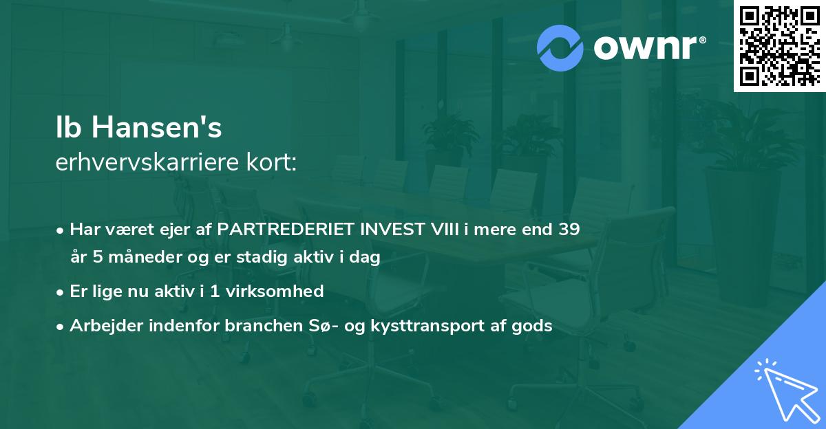 Ib Hansen's erhvervskarriere kort