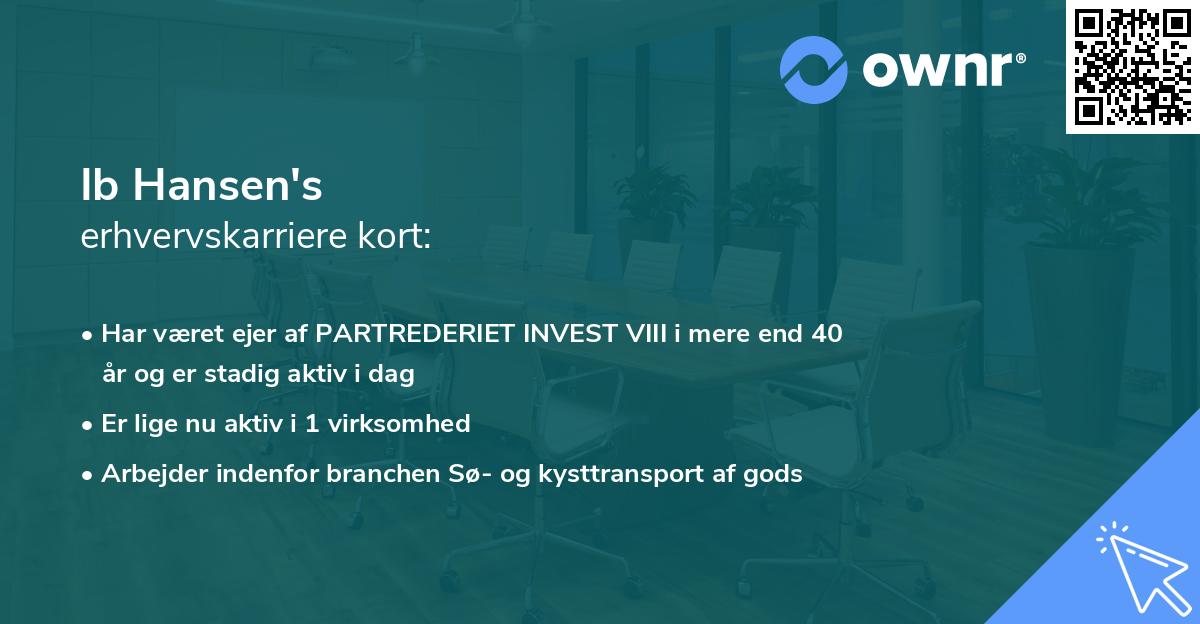 Ib Hansen's erhvervskarriere kort