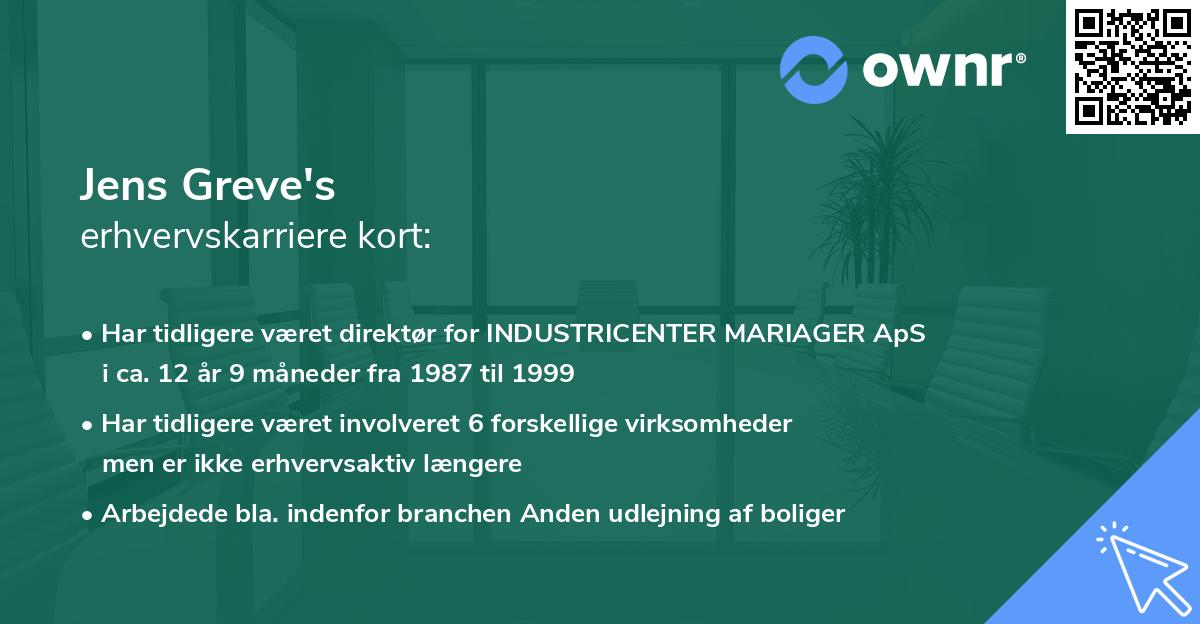 Jens Greve's erhvervskarriere kort