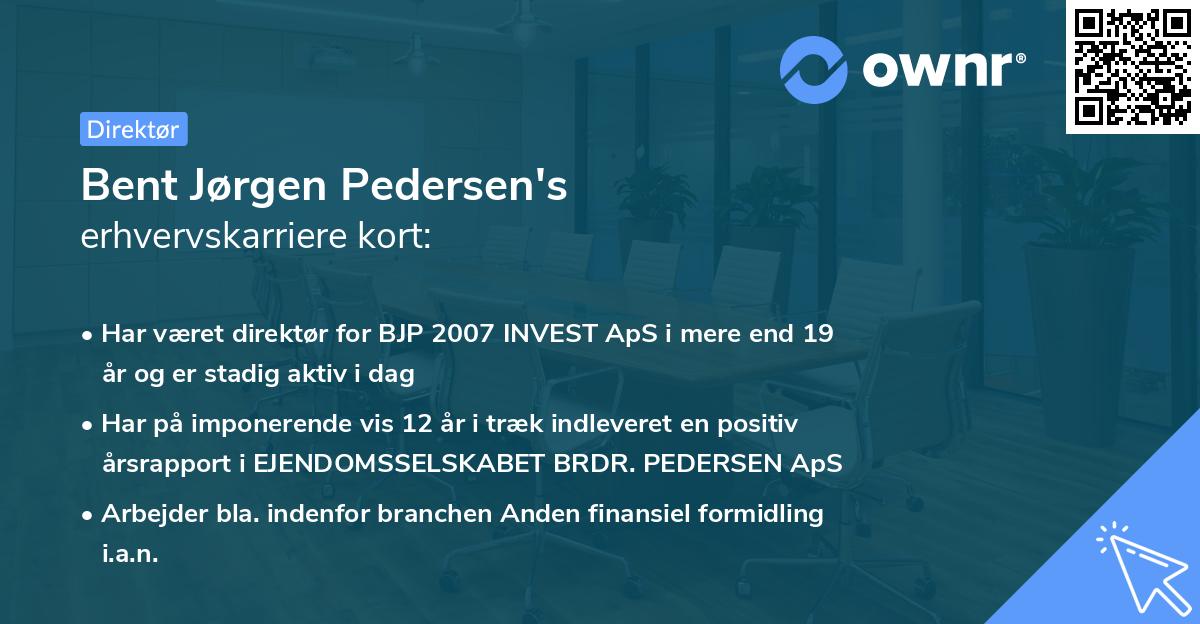 Bent Jørgen Pedersen's erhvervskarriere kort