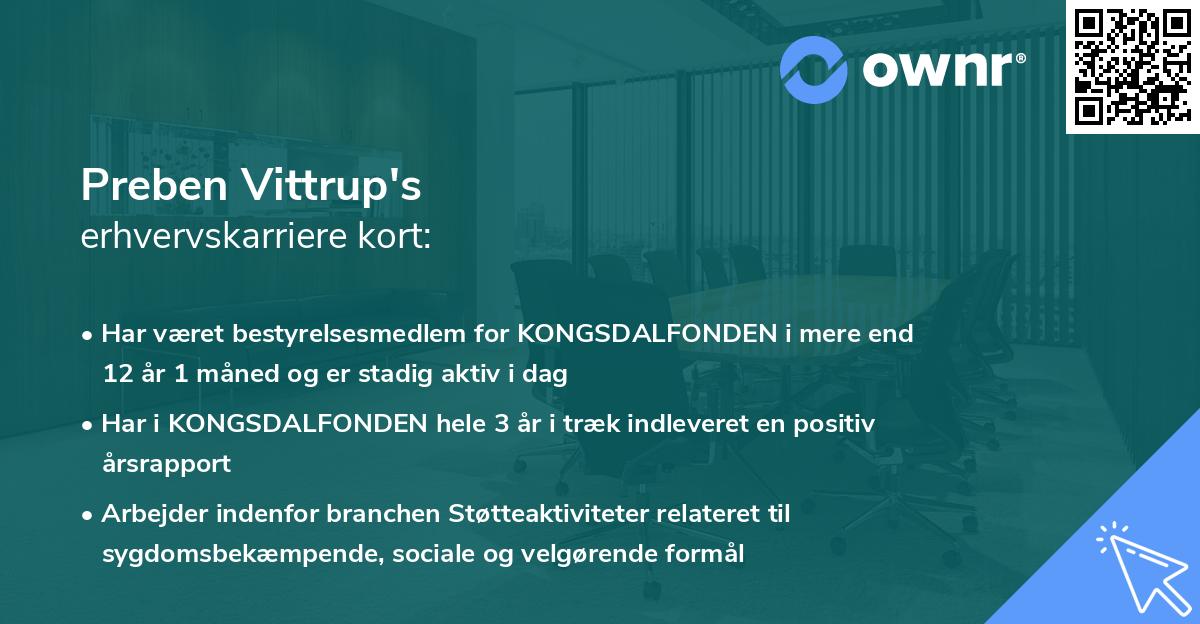 Preben Vittrup's erhvervskarriere kort