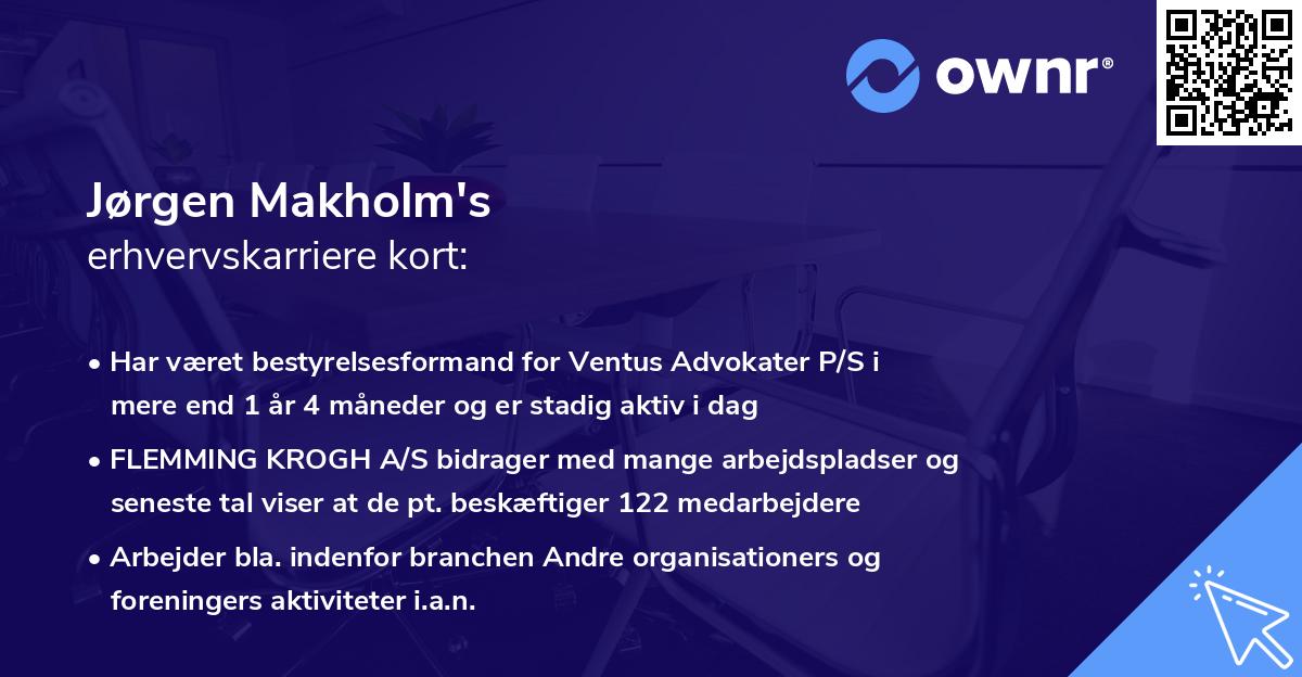 Jørgen Makholm's erhvervskarriere kort