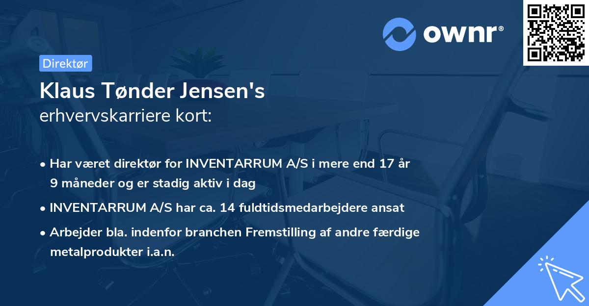 Klaus Tønder Jensen's erhvervskarriere kort