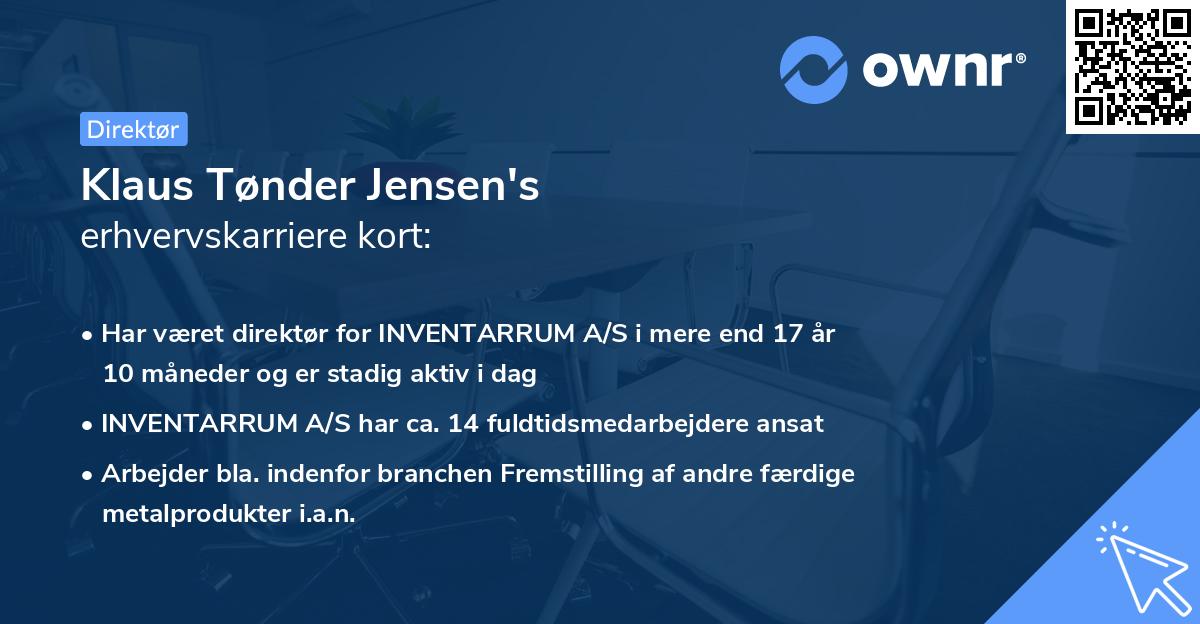 Klaus Tønder Jensen's erhvervskarriere kort