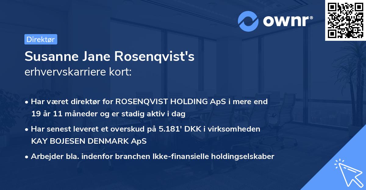 Susanne Jane Rosenqvist's erhvervskarriere kort