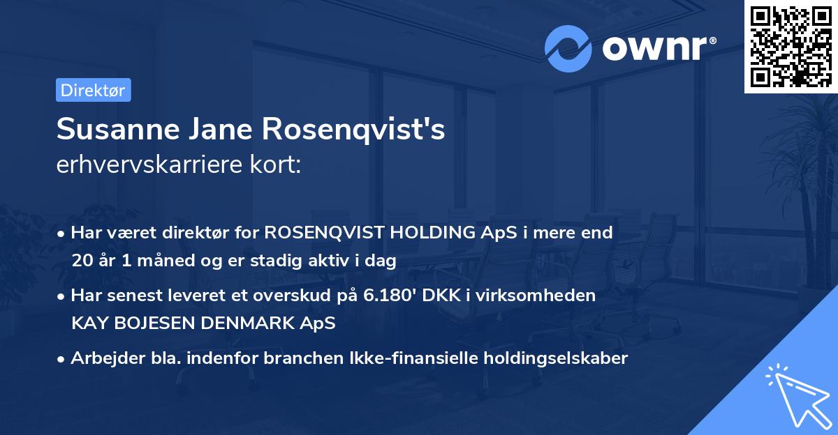 Susanne Jane Rosenqvist's erhvervskarriere kort