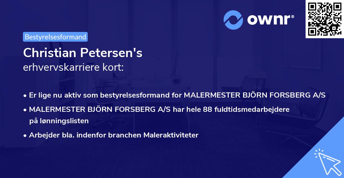 Christian Petersen's erhvervskarriere kort